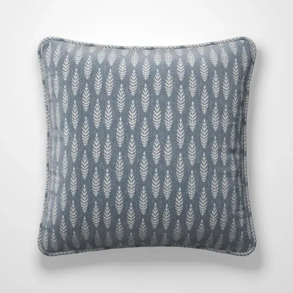Cushion Cover with Leaf Pattern - Ink, Polycotton