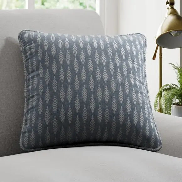 Cushion Cover with Leaf Pattern - Ink, Polycotton
