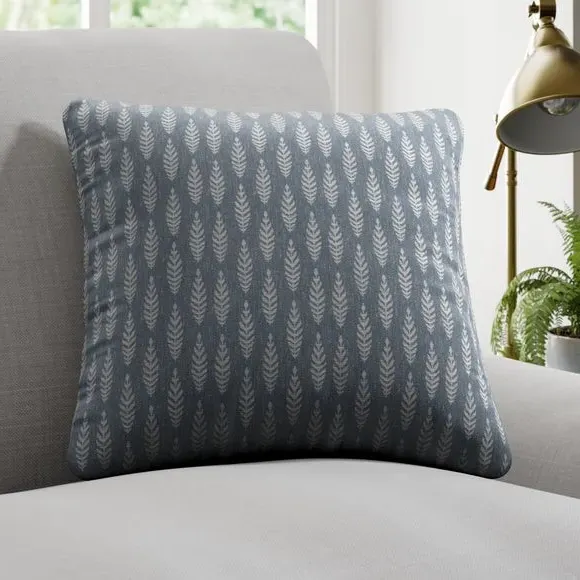 Cushion Cover with Leaf Pattern - Ink, Polycotton