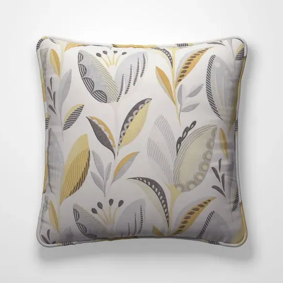 Cushion Cover with Leaf Pattern - Ochre