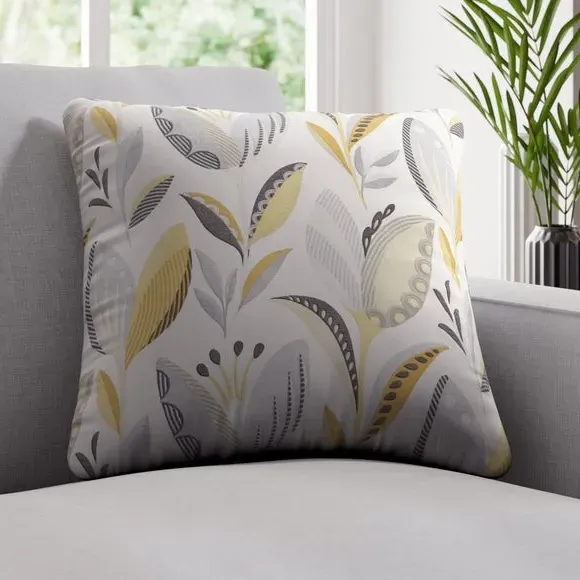 Cushion Cover with Leaf Pattern - Ochre