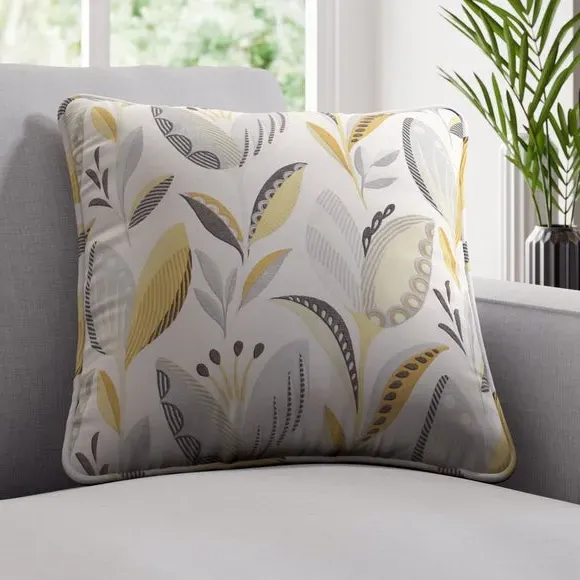 Cushion Cover with Leaf Pattern - Ochre