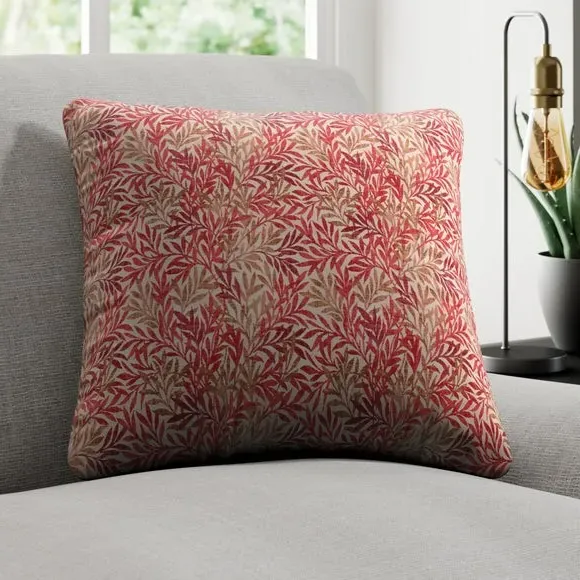 Cushion Cover with Leaf Pattern - Rosso