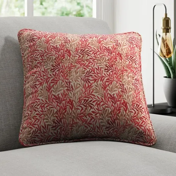 Cushion Cover with Leaf Pattern - Rosso
