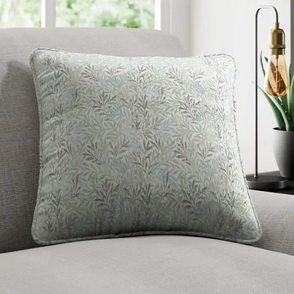 Cushion Cover with Leaf Pattern - Seafoam