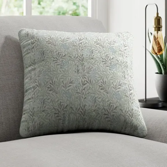 Cushion Cover with Leaf Pattern - Seafoam