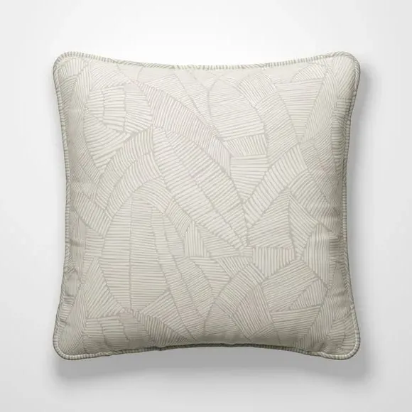 Cushion Cover with Leaf Print - Mineral, Cotton