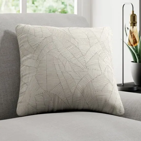 Cushion Cover with Leaf Print - Mineral, Cotton