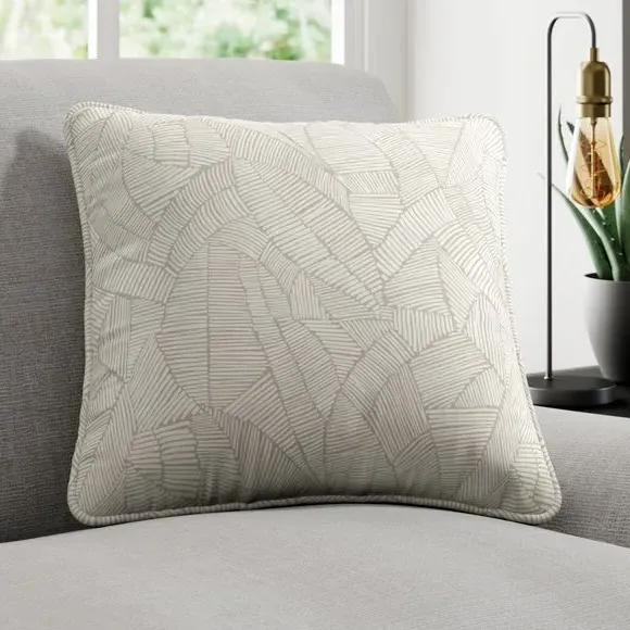 Cushion Cover with Leaf Print - Mineral, Cotton