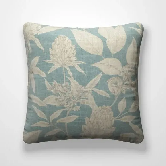 Cushion Cover with Leaf Print - Seafoam