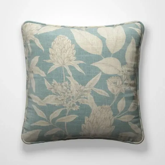 Cushion Cover with Leaf Print - Seafoam