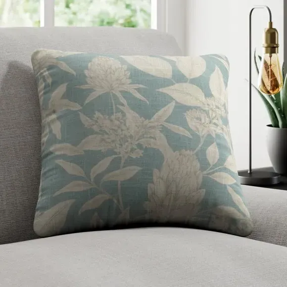 Cushion Cover with Leaf Print - Seafoam image