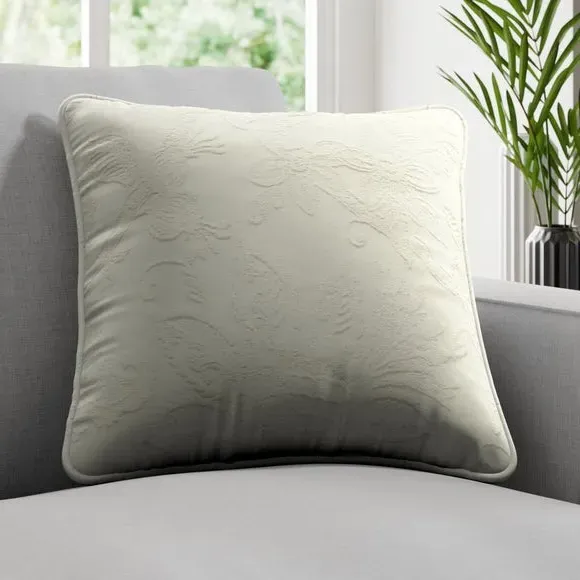 Cushion Cover with Leaf Trail - Ivory, Cotton
