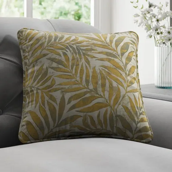 Cushion Cover with Metallic Leaf Design - Thyme