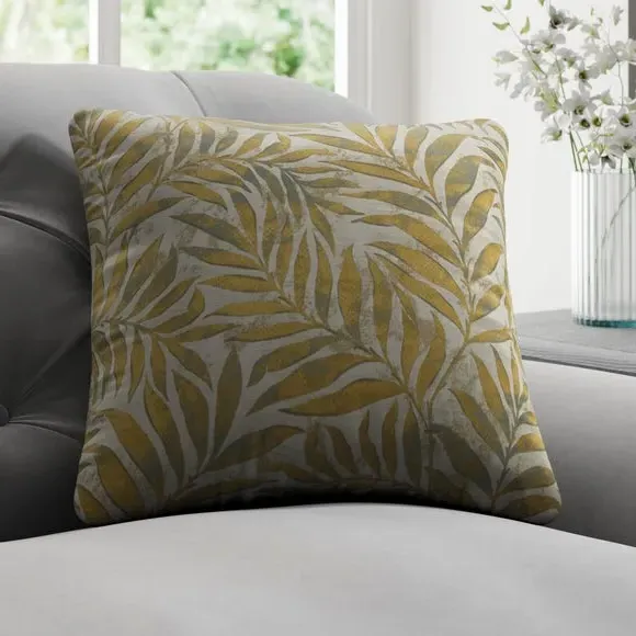 Cushion Cover with Metallic Leaf Design - Thyme image