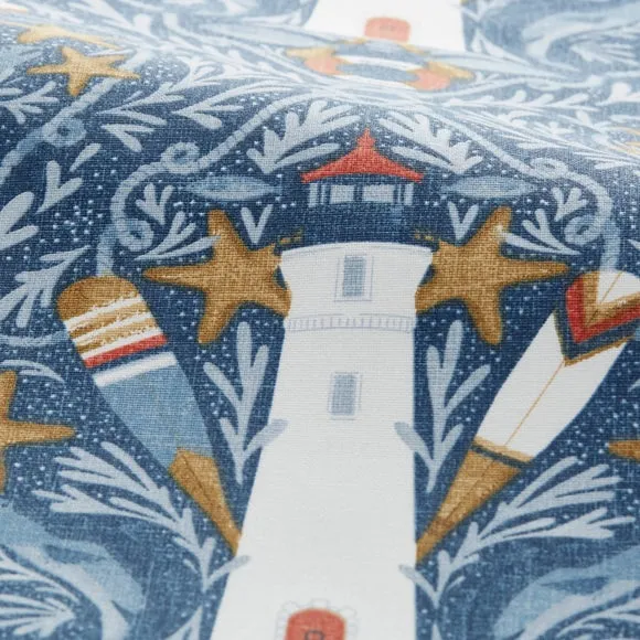 Cushion Cover with Nautical Design - Indigo, Cotton