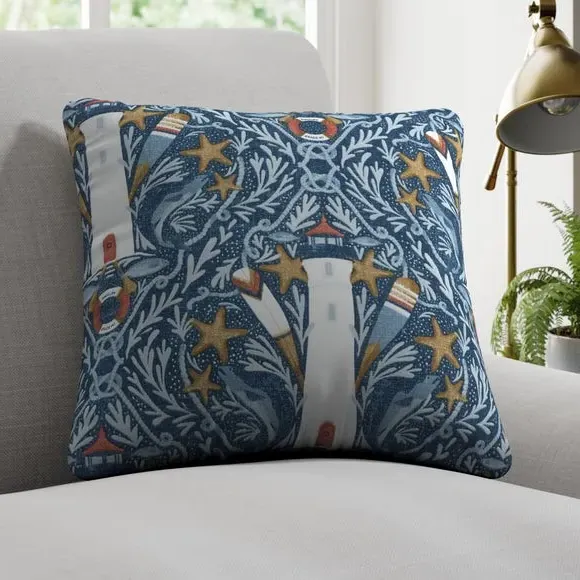 Cushion Cover with Nautical Design - Indigo, Cotton image