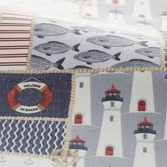 Cushion Cover with Nautical Print - Blue, Cotton
