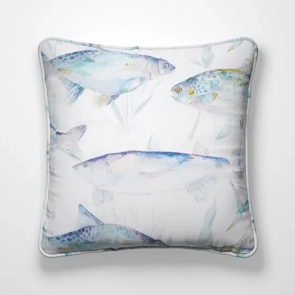 Cushion Cover with Piped Edge - Blue, Cotton