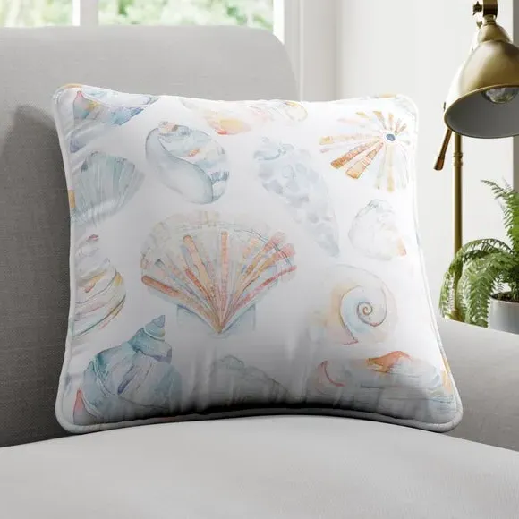 Cushion Cover with Piped Edge - Blue, Cotton