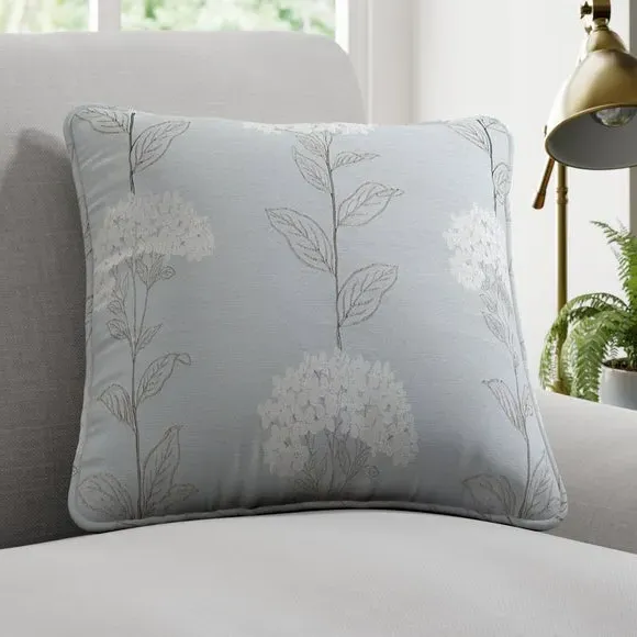 Cushion Cover with Piped Edge - Blue, Faux Silk