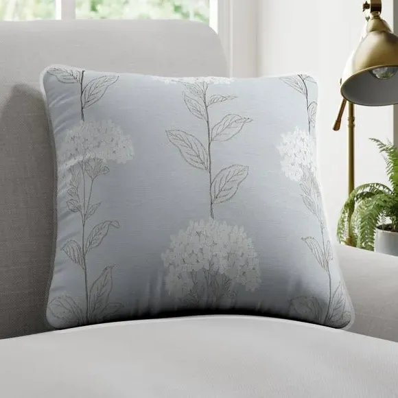 Cushion Cover with Piped Edge - Blue, Faux Silk image