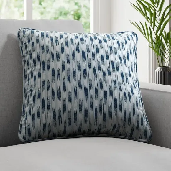 Cushion Cover with Piped Edge - Indigo, Jacquard