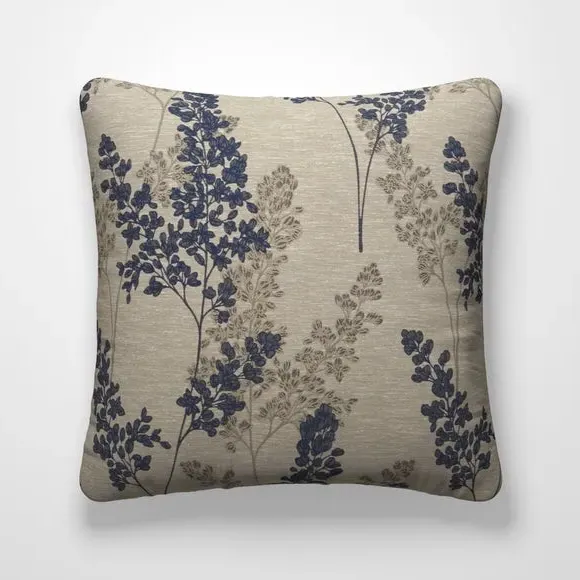 Cushion Cover with Piped Edge - Navy, Floral