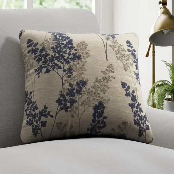 Cushion Cover with Piped Edge - Navy, Floral image