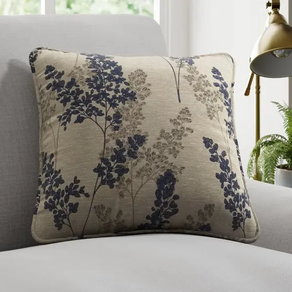 Cushion Cover with Piped Edge - Navy, Floral
