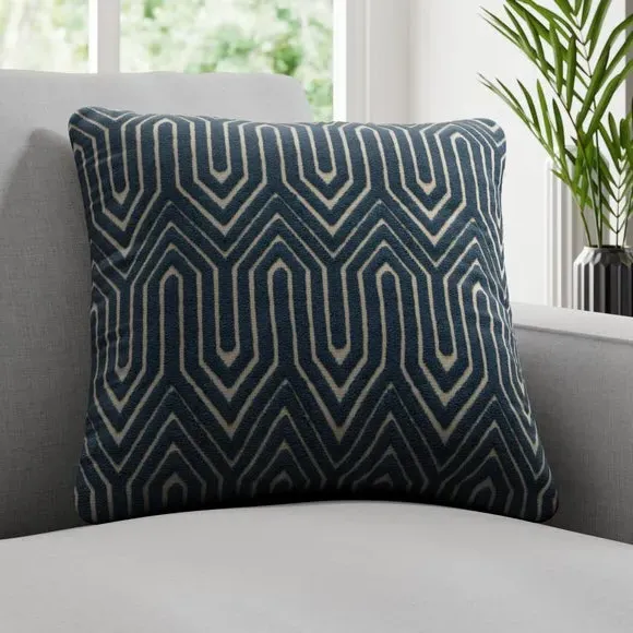 Cushion Cover with Piped Edge - Navy, Velvet image
