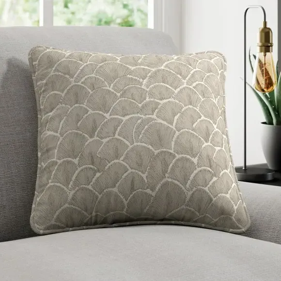 Cushion Cover with Piped Edge - Pewter, Jacquard