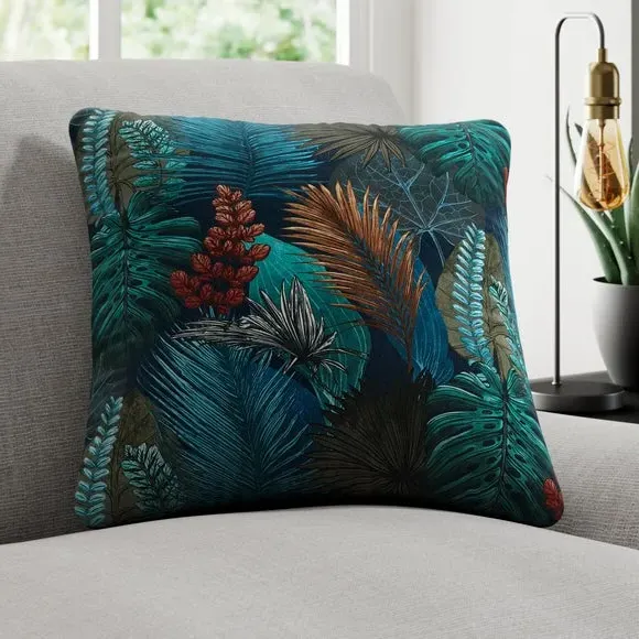 Cushion Cover with Piped Edge - Teal, Fabric image
