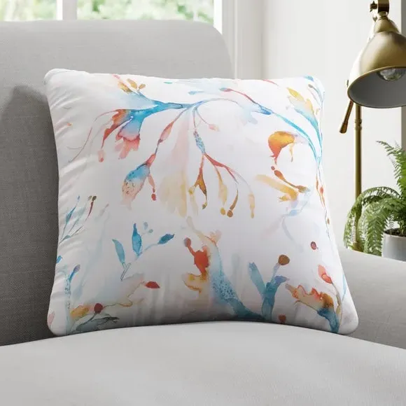 Cushion Cover with Seaweed Design - Cobalt, Cotton