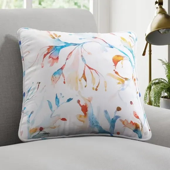 Cushion Cover with Seaweed Design - Cobalt, Cotton