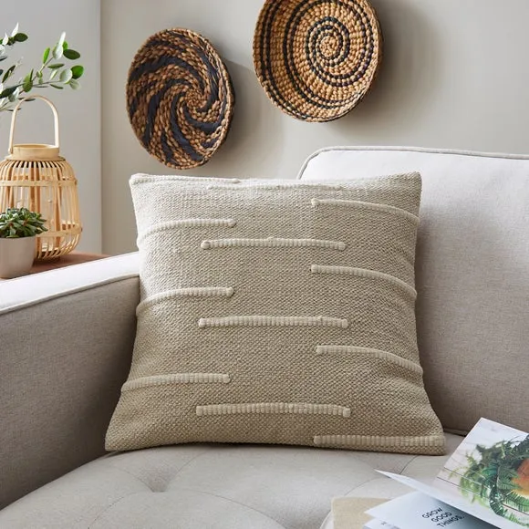 Cushion Cover with Striped Design - Cream