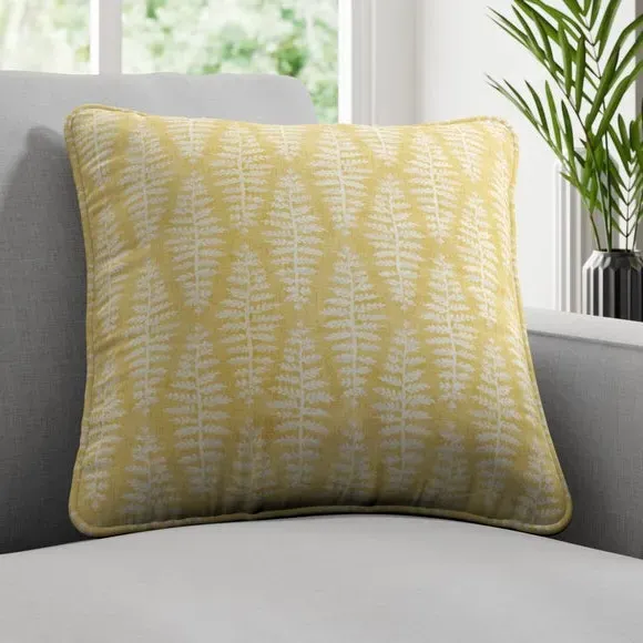 Cushion Cover with Textured Leaves - Mustard