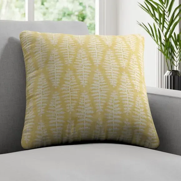 Cushion Cover with Textured Leaves - Mustard
