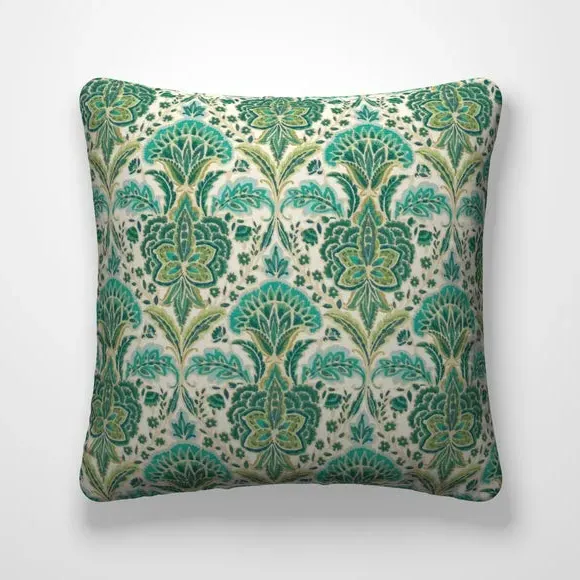 Cushion Cover with Traditional Print - Green, Cotton