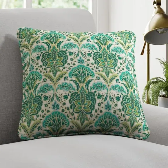 Cushion Cover with Traditional Print - Green, Cotton