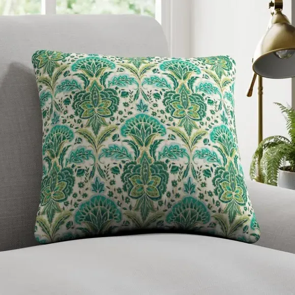 Cushion Cover with Traditional Print - Green, Cotton image