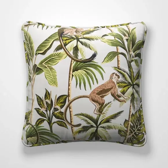 Cushion Cover with Tropical Print - Natural