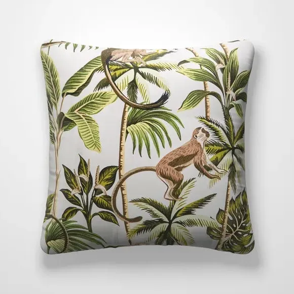 Cushion Cover with Tropical Print - Natural