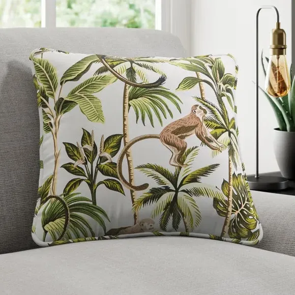 Cushion Cover with Tropical Print - Natural