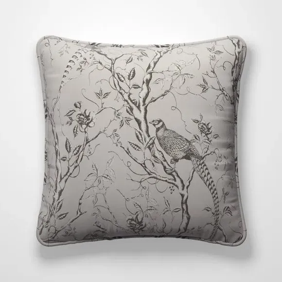 Cushion Cover with Woodland Design - Oyster