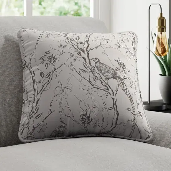 Cushion Cover with Woodland Design - Oyster