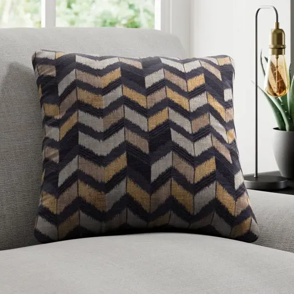 Cushion Cover with Zig-Zag Design - Charcoal image