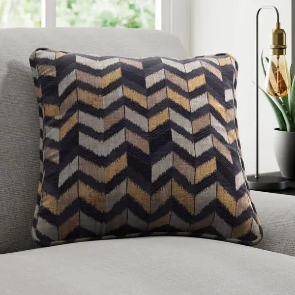 Cushion Cover with Zig-Zag Design - Charcoal
