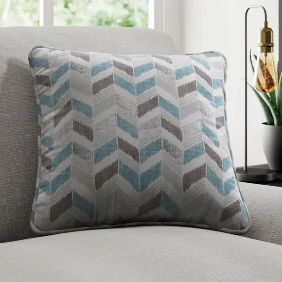 Cushion Cover with Zig-Zag Design - Duck Egg