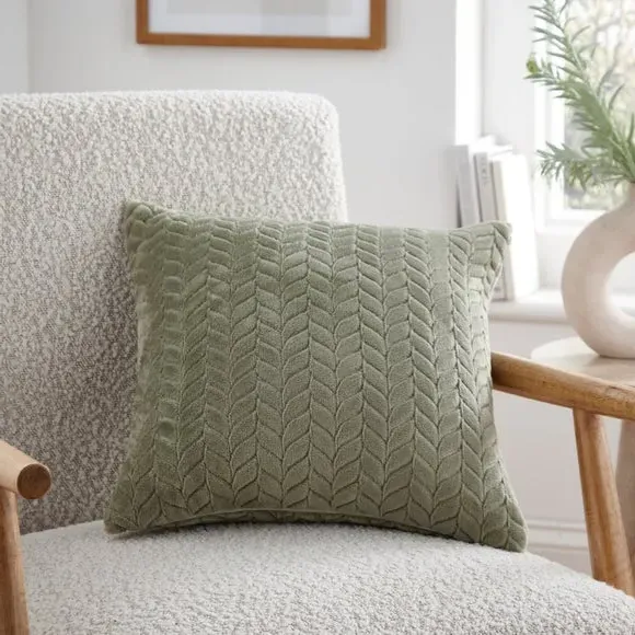 Cushion Cover with Zip Fastening - Olive